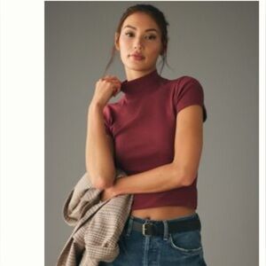 NWT Anthro/Maeve Mock Neck Blair Baby Tee